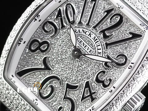 Franck Muller 法蘭穆勒 FM Vanguard Lady V32 黑色 精鑲鑽石，滿天星鑽石面盤 不鏽鋼材質 石英腕錶 32x42.3mm