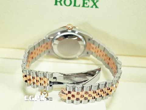 ROLEX 勞力士 DateJust 278271 玫瑰金及不鏽鋼材質  茄紫色面盤 VI鑲鑽時標 2024年新式綠卡 自動上鍊 31mm