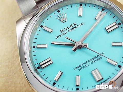 ROLEX 勞力士 Oyster Perpetual 36 經典 蠔式恆動型 126000 超夯、超熱門、超搶手的綠松石藍色 Tiffany面盤 OP36 不鏽鋼 2024年新式綠卡 自動上鍊 36mm