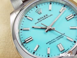 ROLEX 勞力士 Oyster Perpetual 36 OP36 蠔式恆動型 126000 不鏽鋼材質 最熱門、最搶手、最夯的<font color="#40e0d0">綠松石藍色 Tiffany面盤</font>&nbsp;<font color="#FF0000">2025年保卡</font> 自動上鍊 36mm