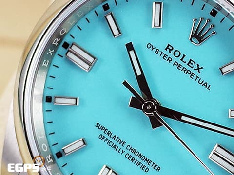 ROLEX 勞力士 Oyster Perpetual 36 OP36 蠔式恆動型 126000 不鏽鋼材質 最熱門、最搶手、最夯的綠松石藍色 Tiffany面盤&nbsp;2025年保卡 自動上鍊 36mm
