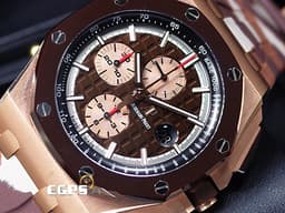 Audemars Piguet 愛彼 AP錶 Royal Oak Offshore 皇家橡樹 離岸型 計時碼表 26401RO.OO.A087CA.01 18K玫瑰金材質 <font color="#d97517">棕色陶瓷框 迷彩大金貓</font>&nbsp;<font color="#FF0000">全球專賣店限量500只 2019年新式保卡</font>&nbsp;自動上鏈 44mm