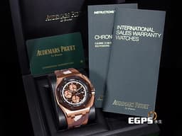 Audemars Piguet 愛彼 AP錶 Royal Oak Offshore 皇家橡樹 離岸型 計時碼表 26401RO.OO.A087CA.01 18K玫瑰金材質 <font color="#d97517">棕色陶瓷框 迷彩大金貓</font>&nbsp;<font color="#FF0000">全球專賣店限量500只 2019年新式保卡</font>&nbsp;自動上鏈 44mm