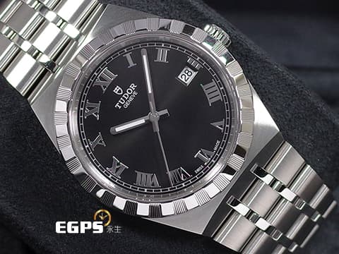 TUDOR 帝舵 ROYAL 皇家系列 28500-0003 黑色面盤 立體羅馬數字時標 割坑紋與磨光飾面間隔錶圈 不鏽鋼 2025年保單 自動上鍊 38mm