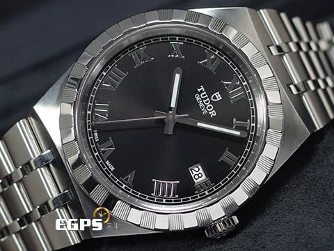 TUDOR 帝舵 ROYAL 皇家系列 28500-0003 黑色面盤 立體羅馬數字時標 割坑紋與磨光飾面間隔錶圈 不鏽鋼 2025年保單 自動上鍊 38mm
