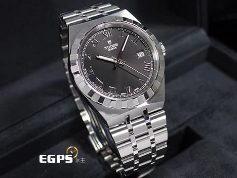 TUDOR 帝舵 ROYAL 皇家系列 28500-0003 黑色面盤 立體羅馬數字時標 割坑紋與磨光飾面間隔錶圈 不鏽鋼 2025年保單 自動上鍊 38mm