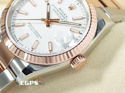 ROLEX 勞力士 Datejust 126231 蠔式日誌型 18K永恒玫瑰金材質 半金款 DJ36 <font color="#e5fffd">經典三角坑紋錶圈 白色面盤</font>&nbsp;<font color="#FF0000">2025年新式綠卡</font> 自動上鍊 36mm