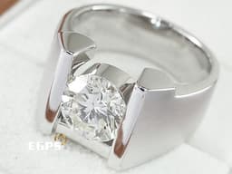 天然真鑽 鑽石戒指  主石重3.70CT K金鑽戒 白K金材質  男戒 鑽戒
