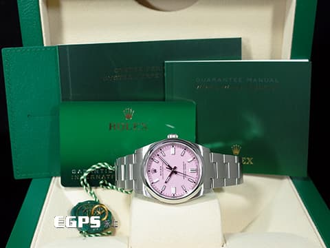 ROLEX 勞力士 Oyster Perpetual 36 經典 蠔式恆動型 126000 糖果粉 粉紅色面盤  OP36 不鏽鋼 2024年新式綠卡 自動上鍊 36mm