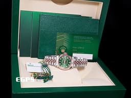 ROLEX 勞力士 Lady-Datejust 28 蠔式日誌型 279171 <font color="#6D8E23">原廠鑲石時標 橄欖綠色面盤</font> DJ28 <font color="#f3baa1">永恆玫瑰金 半金款</font> 經典三角坑紋外圈 <font color="#FF0000">2020年保單 紀念型（Jubilee）五銖錶帶</font> 自動上鏈 28mm
