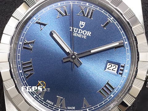 TUDOR 帝舵 ROYAL 皇家系列 28500 藍色面盤 羅馬數字時標 割坑紋與磨光飾面間隔錶圈 不鏽鋼材質 大三針&nbsp;2026年保卡 自動上鍊 38mm