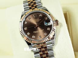 ROLEX 勞力士 DATEJUST LDAY 278271 巧克力色面盤 蠔式 玫瑰金半金款 <font color="#FF0000"> 2021年保單 </font> <font color="#FFFF33">原廠鑽石時標 紀念型五格鏈節錶帶款 </font> 自動腕錶 31mm