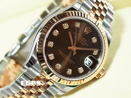 ROLEX 勞力士 DATEJUST LDAY 278271 巧克力色面盤 蠔式 玫瑰金半金款 <font color="#FF0000"> 2021年保單 </font> <font color="#FFFF33">原廠鑽石時標 紀念型五格鏈節錶帶款 </font> 自動腕錶 31mm