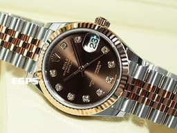 ROLEX 勞力士 DATEJUST LDAY 278271 巧克力色面盤 蠔式 玫瑰金半金款 <font color="#FF0000"> 2021年保單 </font> <font color="#FFFF33">原廠鑽石時標 紀念型五格鏈節錶帶款 </font> 自動腕錶 31mm