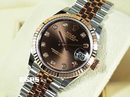 ROLEX 勞力士 DATEJUST LDAY 278271 巧克力色面盤 蠔式 玫瑰金半金款 <font color="#FF0000"> 2021年保單 </font> <font color="#FFFF33">原廠鑽石時標 紀念型五格鏈節錶帶款 </font> 自動腕錶 31mm