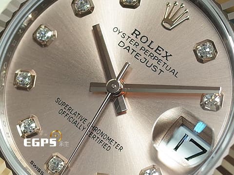 ROLEX 勞力士 Datejust 31 蠔式日誌型 278271 原廠鑽石時標面盤&nbsp;永恆玫瑰金 半金款 DJ31 經典三角坑紋外圈&nbsp;2021年保卡&nbsp;蠔式（Oyster）三節板帶 自動上鏈 31mm