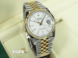 ROLEX 勞力士 蠔式 Datejust DJ36 126233 18K黃金&amp;蠔式鋼&nbsp;<font color="#05f0f0">經典白色面盤搭配黃金太陽坑紋錶圈</font>&nbsp;<font color="#ff0000">2025年保卡 五銖鏈帶款</font> 自動上鏈 36mm