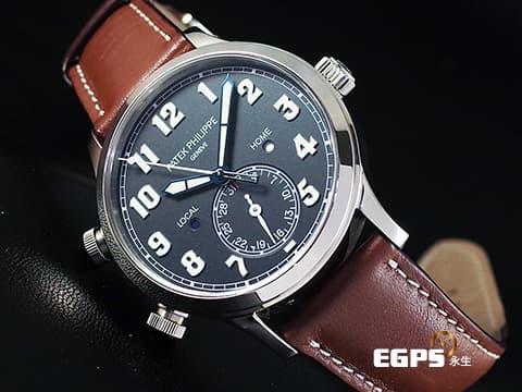 PATEK PHILIPPE 百達翡麗 PP錶 Calatrava Pilot Travel Time 5524G 飛行錶 5524G-001 白K金材質 深藍色面盤 兩地時間 日夜顯示  2025年停產款 2022年保單  自動上鍊 42mm