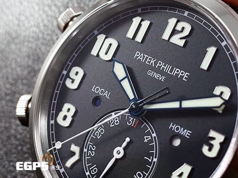 PATEK PHILIPPE 百達翡麗 PP錶 Calatrava Pilot Travel Time 5524G 飛行錶 5524G-001 白K金材質 深藍色面盤 兩地時間 日夜顯示  2025年停產款 2022年保單  自動上鍊 42mm