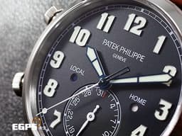 PATEK PHILIPPE 百達翡麗 PP錶 Calatrava Pilot Travel Time 5524G 飛行錶 5524G-001 白K金材質 <font color="#70cce1">深藍色面盤 兩地時間 日夜顯示</font> <font color="#FF0000"> 2025年停產款 2022年保單 </font> 自動上鍊 42mm