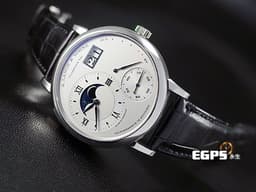 A.LANGE & SOHNE 朗格 Grand  Lange 1 Moon Phase 大型月相腕錶 <font color=#cad6ef>PT950 鉑金材質</font> 139.025 <font color=#FF0000>德國腕錶極致工藝、3/4夾板、手工雕刻鵝頸、德國銀夾板 </font> 大日期窗 月相盈虧 動能顯示 <font color=#FFFF33>歡迎各錶友以 PP、AP、勞力士 來店交換，本店將以最高價評估～</font> 手上鍊 41mm