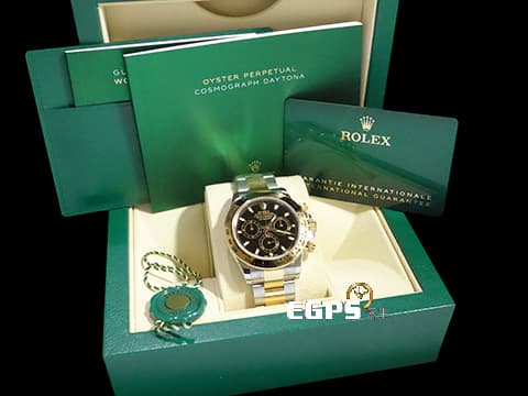 ROLEX 勞力士 Cosmograph Daytona 宇宙計時型 迪通拿 116503 黑色面盤 18K黃金 半金款 計時碼表 賽車錶 2022年新式保卡&nbsp;&nbsp;自動上鍊 40mm