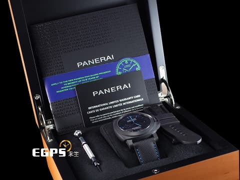 PANERAI 沛納海 Luminor Marina Carbotech™ PAM01661&nbsp;碳纖維複合材質錶殼 PAM1661 藍色夜光三明治面盤&nbsp;三日鍊 小秒針 2022年保單 自動上鍊 44mm