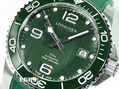 LONGINES 浪琴 Hydro Conquest 康卡斯 深海征服者 L37854066 浪鬼 綠色陶瓷圈、陶瓷拉絲面盤 綠水鬼 不鏽鋼 專賣店特別版 附原廠快拆式橡膠錶帶 2021年台灣公司貨 潛水錶 自動上鍊 41mm