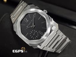 BVLGARI 寶格麗 Bulgari Octo Finissimo系列 103297 <font color=#4F4F4F>黑色霧面錶盤</font> 八角形多稜角設計錶框 小秒針 <font color=#9fdbe9>PT950 鉑金微型自動盤</font> 超薄 不鏽鋼 <font color=#FF0000>2025年保單</font> 自動上鍊 40mm