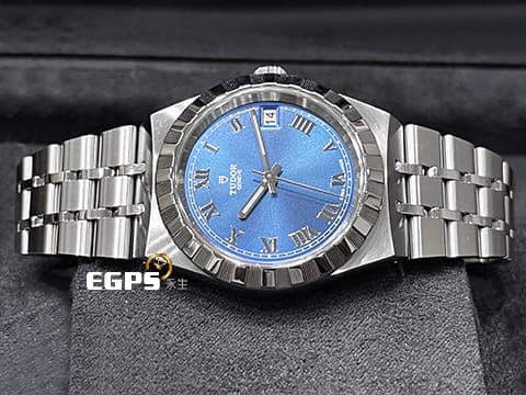 TUDOR 帝舵  Royal 皇家系列 28400-0006 中型 坑紋外圈 藍色太陽紋面盤  大三針 不鏽鋼 2025年保單  自動上鍊 34mm