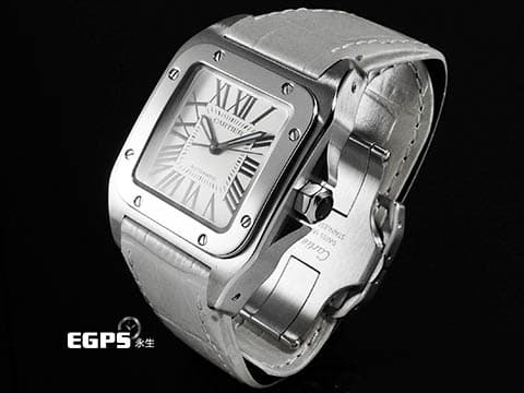 CARTIER 卡地亞 Santos 100 山度士 W20126X8 中型 不鏽鋼 大三針&nbsp;台灣公司貨 自動上鏈 44.2x35.6mm
