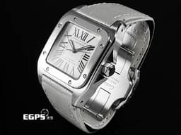 CARTIER 卡地亞 Santos 100 山度士 W20126X8 中型 不鏽鋼 大三針&nbsp;<font color="#ff0000">台灣公司貨</font> 自動上鏈 44.2x35.6mm