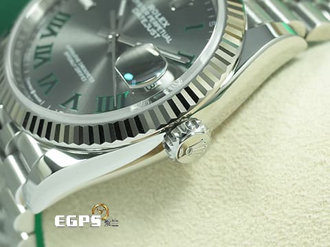 ROLEX 勞力士  Datejust  126234 蠔式 不鏽鋼材質&nbsp;2025年新卡 綠羅馬時標面盤 費德勒款&nbsp;白K金三角坑紋錶圈 紀念型（Jubilee）錶帶 自動上鍊 36mm&nbsp;