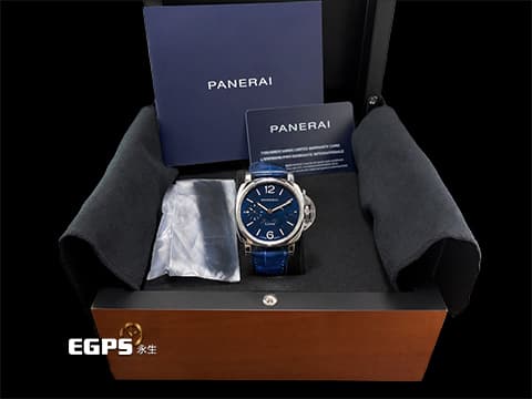 PANERAI 沛納海 Luminor Due Luna PAM1179 藍色太陽紋三明治夜光面盤 三日鍊 PAM01179 不鏽鋼材質&nbsp;月相腕錶 2023年保卡 新式快拆錶帶 自動上鍊 38mm
