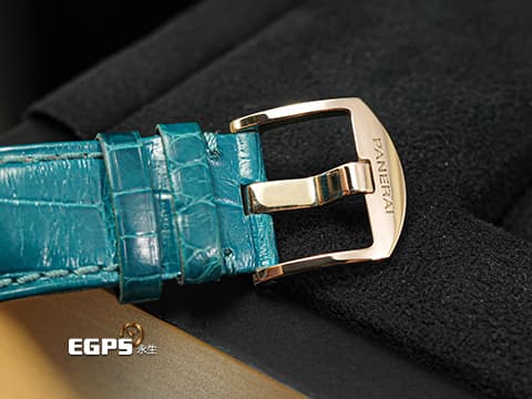 PANERAI 沛納海 Luminor Due 3 Days PAM741 Oro Rosso 象牙白色面盤搭配藍色數字時標 PAM00741 三日鍊 小秒針 玫瑰金材質 特製P.1000/10鏤空機芯&nbsp;2020年保單 手上鍊 42mm