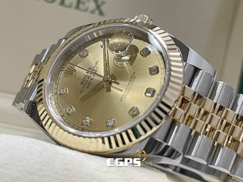 ROLEX 勞力士 DateJust 41 蠔式日誌型 126333 原廠鑽石時標 皇帝金面盤 18K黃金 半金款 DJ41 經典三角坑紋錶圈 2025年新式保單 紀念型（Jubilee）五銖錶帶 自動上鍊 41mm