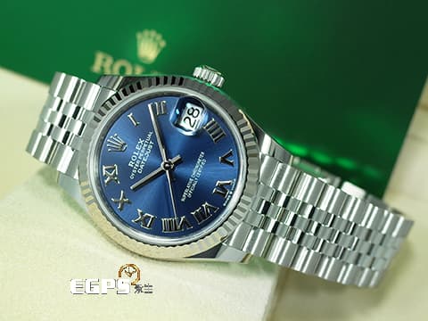 ROLEX 勞力士 Datejust 31 蠔式日誌型 278274 亮藍色面盤 羅馬數字時標 DJ31 經典三角坑紋錶圈 2025年新式保卡 紀念型（JUBILEE）五銖錶帶 自動腕錶 31mm