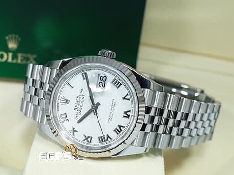 ROLEX 勞力士  Datejust  126234  2025年保單 白色羅馬時標面盤  18K白金 太陽框 自動上鍊 36mm