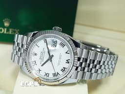 ROLEX 勞力士  Datejust  126234 <font color=#FF0000> 2025年保單 白色羅馬時標面盤 </font> 18K白金 太陽框 自動上鍊 36mm