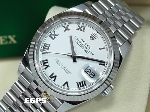 ROLEX 勞力士  Datejust  126234  2025年保單 白色羅馬時標面盤  18K白金 太陽框 自動上鍊 36mm