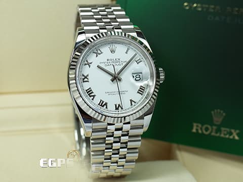 ROLEX 勞力士  Datejust  126234  2025年保單 白色羅馬時標面盤  18K白金 太陽框 自動上鍊 36mm
