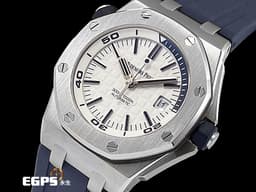 Audemars Piguet AP錶 愛彼錶 Royal Oak Offshore Diver 皇家橡樹離岸型潛水錶 <font color=#FF0000>專賣店限定款 2017年</font> <font color=#FDFFFF> 白色面盤 </font> 15710ST.OO.A010CA.01 自動上鍊 42mm