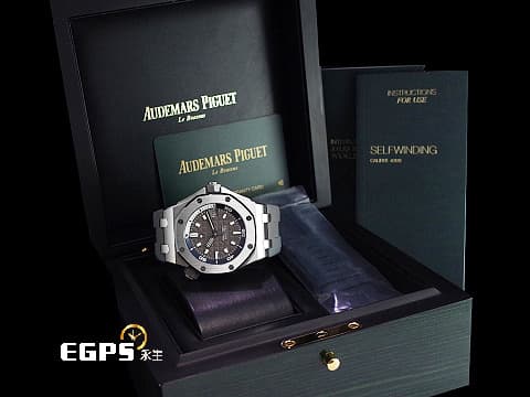 Audemars Piguet 愛彼 AP錶 Royal Oak Offshore Diver ROO 15720ST.OO.A009CA.01 皇家橡樹離岸型 潛水錶 灰色面盤，Pristine Grey 2022年保單 最新款錶帶快速更換系統，原廠灰、藍雙色膠帶，可隨時變換兩種不同顏色的膠帶，搭載全新4308機芯  42mm