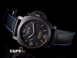 PANERAI 沛納海 Lumnior GMT PAM01441 <font color="#4F4F4F">黑陶瓷</font> 兩地時區 三日鍊 小秒針 <font color="#be9672">經典三明治面盤 菸草色夜光時標</font> PAM1441 <font color="#FF0000">2023年保單</font> 自動上鍊 44mm