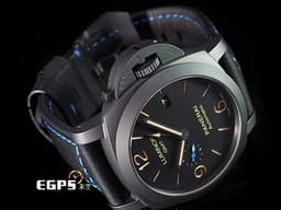 PANERAI 沛納海 Lumnior GMT PAM01441 <font color="#4F4F4F">黑陶瓷</font> 兩地時區 三日鍊 小秒針 <font color="#be9672">經典三明治面盤 菸草色夜光時標</font> PAM1441 <font color="#FF0000">2023年保單</font> 自動上鍊 44mm