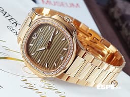 Patek Philippe 百達翡麗 PP錶 7118 /1200R-010 金鷹 7118/1200R-010 18K玫瑰金材質 鍊帶款 <font color="#05f0f0">PP印記 原廠鑲嵌56顆鑽石錶圈（共0.67克拉）</font><font color="#FF0000">&nbsp;<font color="#ffdead">玫瑰金色水波紋路面盤</font> 2024年保單&nbsp;</font>自動上鍊 35.2mm