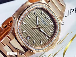 Patek Philippe 百達翡麗 PP錶 7118 /1200R-010 金鷹 7118/1200R-010 18K玫瑰金材質 鍊帶款 <font color="#05f0f0">PP印記 原廠鑲嵌56顆鑽石錶圈（共0.67克拉）</font><font color="#FF0000">&nbsp;<font color="#ffdead">玫瑰金色水波紋路面盤</font> 2024年保單&nbsp;</font>自動上鍊 35.2mm