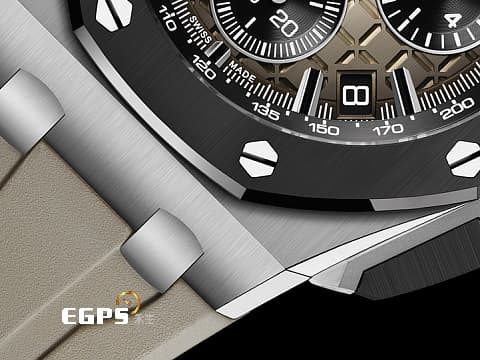 Audemars Piguet AP錶 愛彼 Royal Oak Offshore 皇家橡樹離岸型 飛返計時碼錶 26420SO.OO.A600CA.01  不鏽鋼材質 黑色陶瓷錶圈  格紋煙燻淺棕色面盤  2023年保卡 新式快拆錶帶 搭載全新4401機芯 自動上鏈 43mm