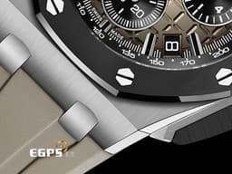 Audemars Piguet AP錶 愛彼 Royal Oak Offshore 皇家橡樹離岸型 飛返計時碼錶 26420SO.OO.A600CA.01  不鏽鋼材質 黑色陶瓷錶圈 <font color="#e1e6a8"> 格紋煙燻淺棕色面盤</font><font color="#F75000"> </font> <font color="#FF0000">2023年保卡 新式快拆錶帶 搭載全新4401機芯 </font>自動上鏈 43mm