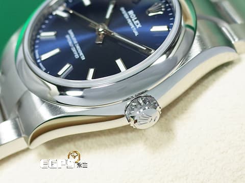 ROLEX 勞力士 Oyster Perpetual 31 蠔式恆動型 277200 亮藍色面盤 柱狀時標 經典 OP31 不鏽鋼 2024年保卡 自動上鍊 31mm